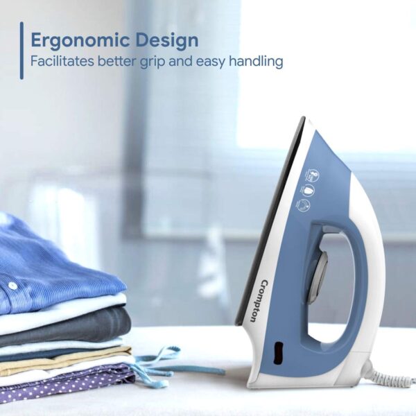 Crompton Brio 1000-Watts Dry Iron with Weilburger Coating (Sky Blue and White) - Image 6