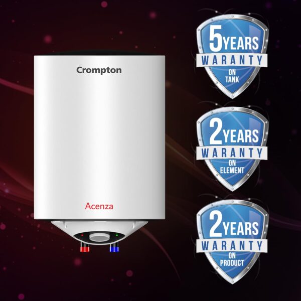 Crompton Acenza 25L Storage Water Heater (Geyser) with Superior Glassline Coating, 8 Bar pressure rating and 5yr Tank warranty, Wall Mounting - Image 6