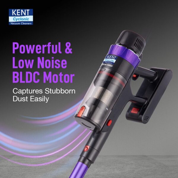KENT Zoom Turbo Vacuum Cleaner 500W | Battery Operated | Rechargeable, Cordless &Hoseless | Cyclone5 Technology | Digital Control Panel | BLDC Motor | >28 Kpa High Suction | Multi Nozzle Operation - Image 2
