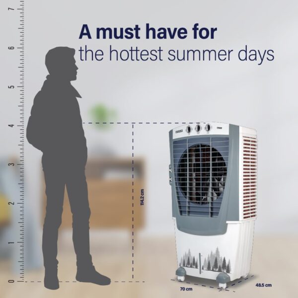 USHA Striker 70SD1 Desert Air Cooler for Home with Powerful Airflow, 3-Side Honeycomb Pads, 11m Air Throw & Inverter Compatibility (70L, White) - Image 3