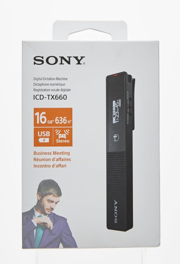 Sony ICD-TX660 Light Weight Voice Recorder, with 12hours Battery Life, 16GB Built-in Memory -Black, Small - Image 10