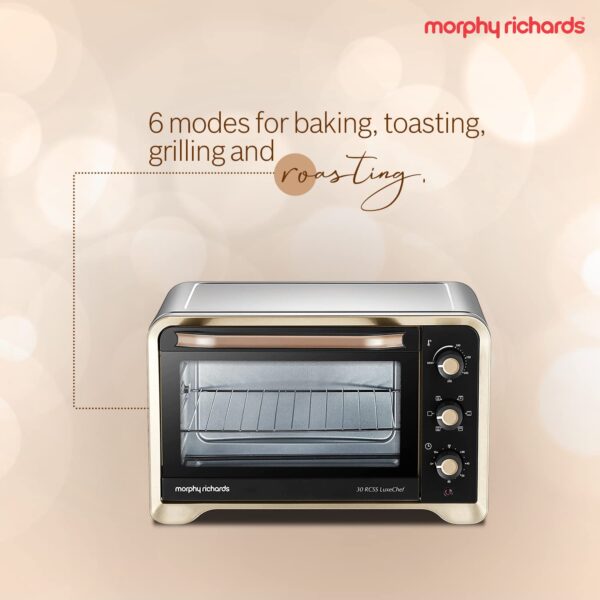 Morphy Richards 30Rcss Otg Oven For Kitchen|30 Litre Oven Toaster Griller|Convection Fan&Rotisserie Function|Stainless Steel Oven|Temperature Control|2-Yr Warranty By Brand|Gold&Black,1600 Watts - Image 5