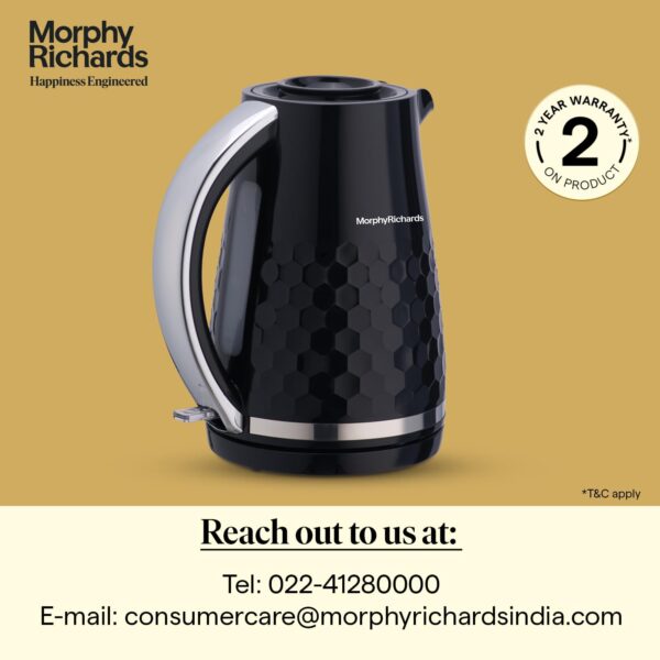 Morphy Richards Plastic Hive Series 1.5L Kettle, 1500 Watt, Black - Image 2