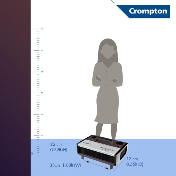 Crompton Insta Airohot 2000W heat convector with adjustable Thermostats Plastic body ISI Approved, Maroon, Standard - Image 5