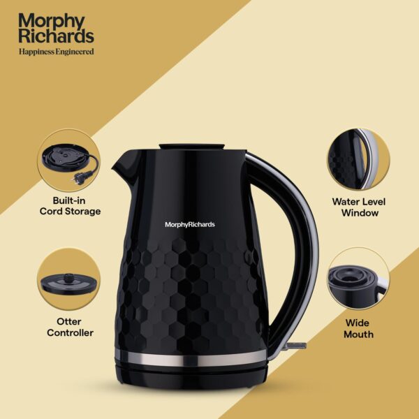 Morphy Richards Plastic Hive Series 1.5L Kettle, 1500 Watt, Black - Image 4