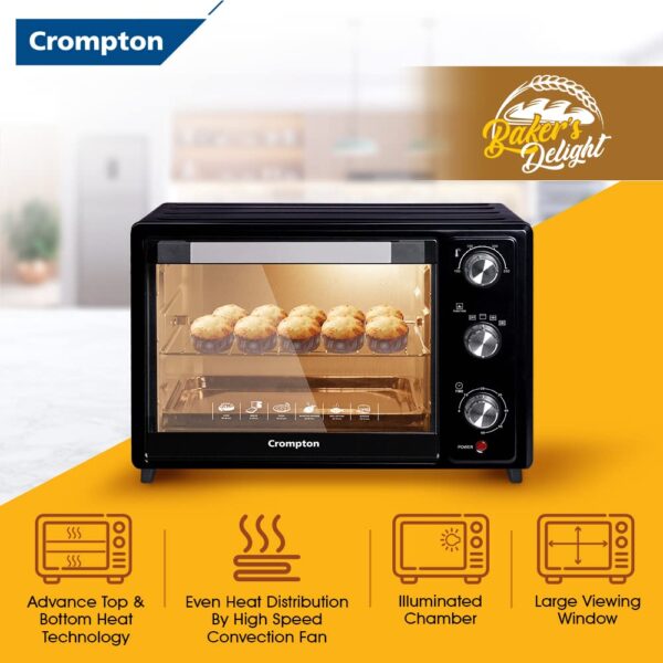 Crompton Baker's Delight 25 Ltr Oven Toaster Grill (OTG) with convection, with Even Heat Distribution - Image 5