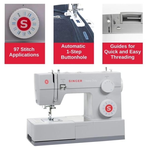 Singer 4423 Heavy Duty Zig Zag Sewing Machine, 23 Built in Stitches 97 Stitch Applications with 90 W Powerful motor & Feed dog with 106 Teeth in 6 Rows-Get Free Online Interactive Master Class. - Image 5