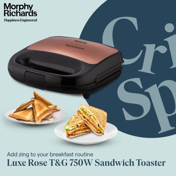 Morphy Richards 2 IN 1 750 Watt Sandwich Maker With changable Plate/Multi Grill/Luxe Rose T&G (Toast & Grill) With 2 Year Warranty - Image 7