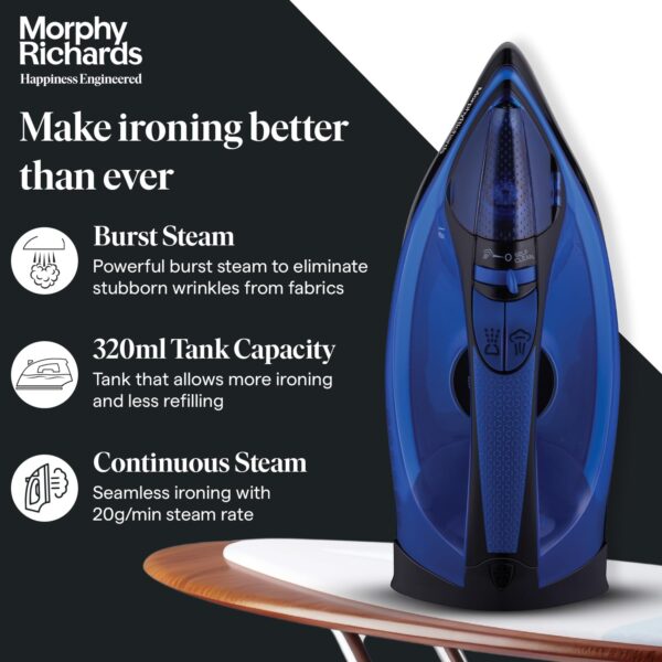 Morphy Richards Cordless Steam Ease 2200W, 2200 watts, ceramic - Image 4