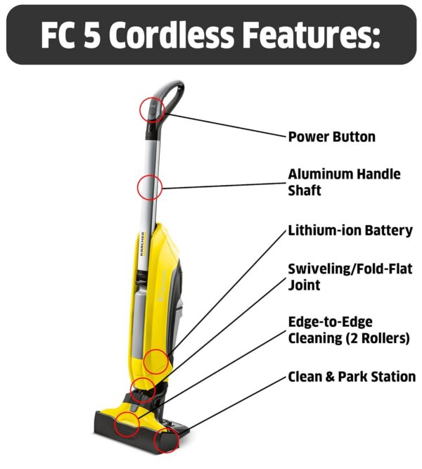 Kärcher - FC 5 Electric Mop & Sanitize Hard Floor Cleaner – Perfect for Laminate, Wood, Tile, LVT, Vinyl, & Stone Flooring - Cordless - Image 7