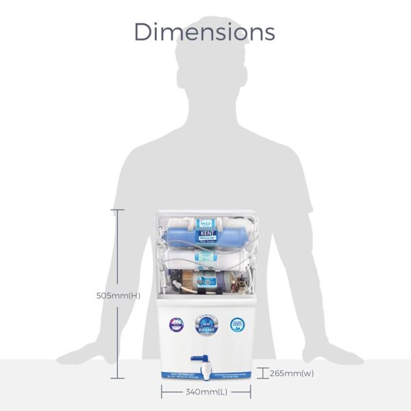 KENT Elegant RO Water Purifier | 4 Years Free Service | ISI Marked | Multiple Purification Process | RO + UF + TDS Control + UV LED Tank | 8L Tank | 15 LPH Flow | White - Image 6
