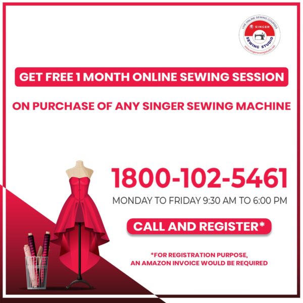 Singer M2605 Sewing Machine - 21 Stitch Patterns With Stitch Length & Zig Zag Width Control + Auto Needle Threader/Light weight & Portable Sewing Machine (White) - Image 4