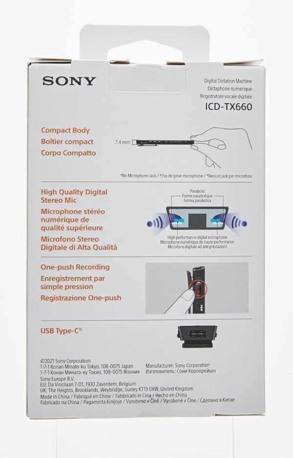 Sony ICD-TX660 Light Weight Voice Recorder, with 12hours Battery Life, 16GB Built-in Memory -Black, Small - Image 15
