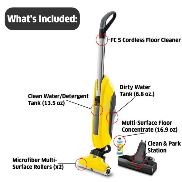 Kärcher - FC 5 Electric Mop & Sanitize Hard Floor Cleaner – Perfect for Laminate, Wood, Tile, LVT, Vinyl, & Stone Flooring - Cordless - Image 6