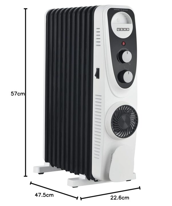 USHA 4213 FU PTC U Shaped 13 Fin Oil Filled Radiator Room Heater (Black),2400 Watts - Image 6