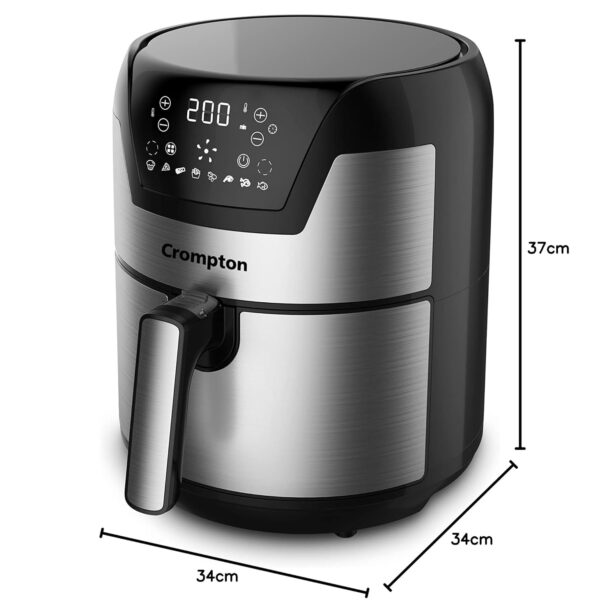 Crompton NourisPro DG 4.5 Ltr Digital Air Fryer with Quick Fry Technology | 1500 Watts | Double Inner Bowl for Easy Cleaning | 8 Indian Preset Menus | Free Accessories - Image 2