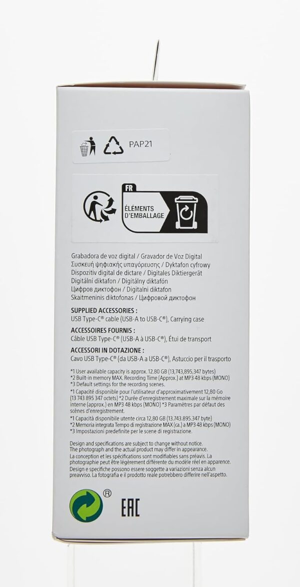 Sony ICD-TX660 Light Weight Voice Recorder, with 12hours Battery Life, 16GB Built-in Memory -Black, Small - Image 16