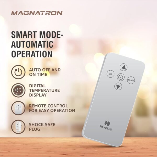 Havells Magnatron 15 Litre Storage Water Heater(Geyser)| No Heating Element| For Hard Water| Minimal Scaling| Energy Saving| Remote Controlled| Free Installation & Flexi Pipe (White Champagne Gold) - Image 2