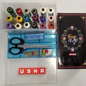 USHA Sewing Kit with 18 Thread spools, 1 Scissor, 12 Buttons, 1 Measuring Tape (Black)