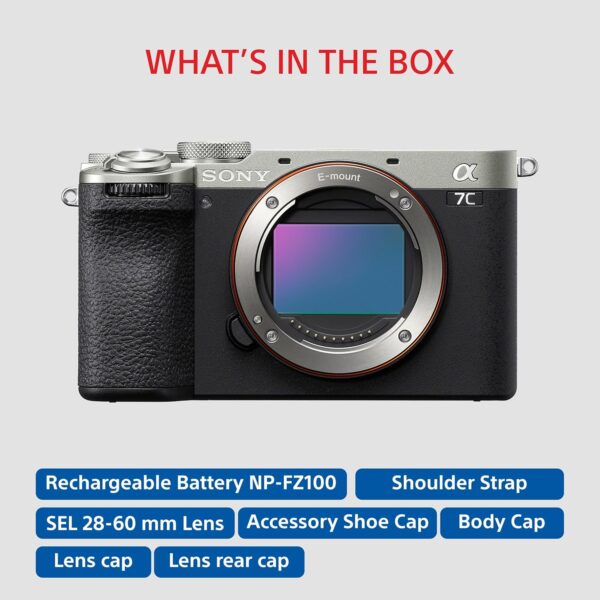 Sony Alpha ILCE-7CM2L Full-Frame Interchangeable Lens Mirrorless vlog Camera (Body + 28-60 mm Zoom Lens) | Made for Creators| 33.0 MP| Artificial Intelligence based Autofocus | 4K 60p Recording-Silver - Image 9