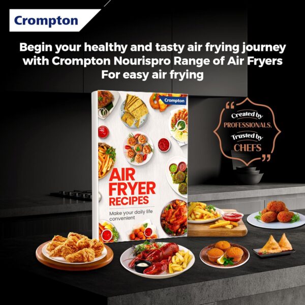 Crompton NourisPro DG 4.5 Ltr Digital Air Fryer with Quick Fry Technology | 1500 Watts | Double Inner Bowl for Easy Cleaning | 8 Indian Preset Menus | Free Accessories - Image 6