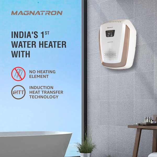 Havells Magnatron 15 Litre Storage Water Heater(Geyser)| No Heating Element| For Hard Water| Minimal Scaling| Energy Saving| Remote Controlled| Free Installation & Flexi Pipe (White Champagne Gold) - Image 5