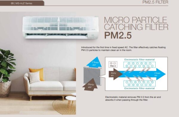 Mitsubishi 1.0 ton 2 Star Fixed Speed Split Air Conditioner (4 WAY SWING, MS-AJZ13VF-DA1, White) - Image 2