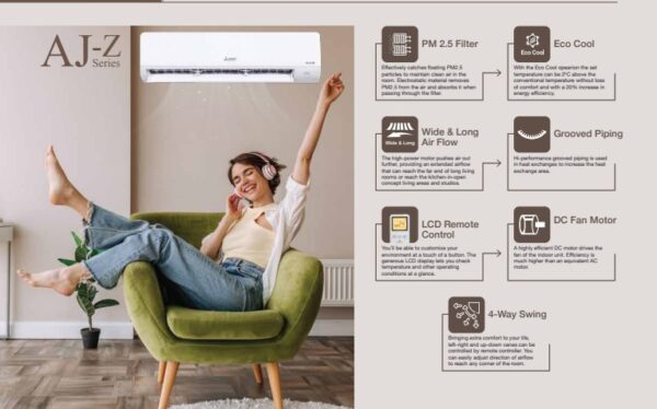Mitsubishi 1.0 ton 2 Star Fixed Speed Split Air Conditioner (4 WAY SWING, MS-AJZ13VF-DA1, White) - Image 4