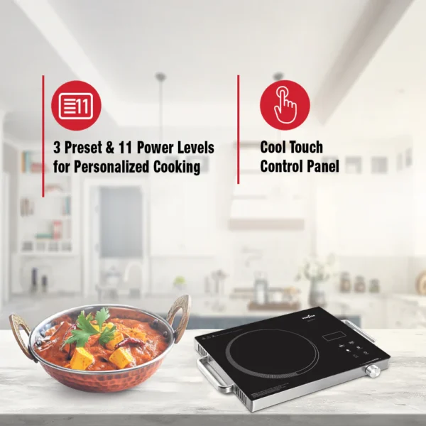 Kenstar 2000 W Induction Cooktop Touch Panel  (Black, Silver, INFRA STOV) - Image 2
