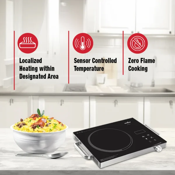 Kenstar 2000 W Induction Cooktop Touch Panel  (Black, Silver, INFRA STOV) - Image 4