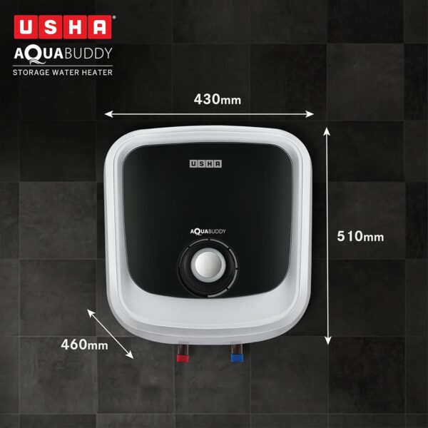 Usha Aquabuddy 25 Litre Storage Water Heater with Free Installation (White Black) - Image 2