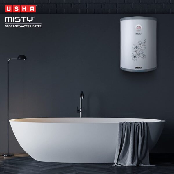 Usha Misty 25 Ltr 2000-Watt 5 Star Storage Water Heater (Grey Magnolia),With Free Installation And Connection Pipes - Image 6