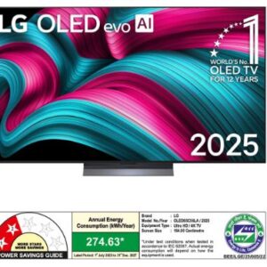 LG OLED evo AI 164 cm (65 inch) 4K Smart TV (C5) | α9 Gen8 AI Processor | 120Hz Native Refresh Rate | Dolby Vision & Atmos | 40W 2.2 Ch Audio | 2025