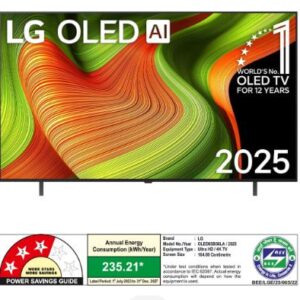 LG OLED AI 139cm (55) TV (B5), α8 Gen2 AI Processor 4K, 20W Audio, Dolby Vision & Atmos, 120Hz Refresh Rate (2025 Model)