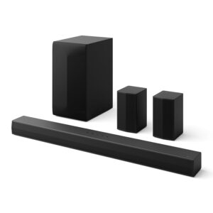 LG Soundbar S65TR, 600W, 5.1 Ch Home Theater Soundbar with Dolby Digital & DTS Digital Surround, AI Sound Pro, Wow Interface, Wireless Subwoofer & New Wireless Rear Speaker Without Receiver Box