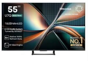 Hisense 139 cm (55 inches) U7Q Series 4K Ultra HD Smart QLED Mini LED TV 55U7Q (Black)