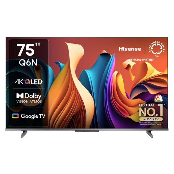 Hisense 189 cm (75 inches) Q6N Series 4K Ultra HD Smart Google QLED TV (Grey)