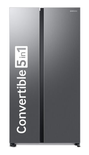 Samsung 653 L, 2 Star, Frost Free, Double Door, Convertible 5-in-1 Digital Inverter, Side By Side Refrigerator (RS76CG80X0S9HL, Silver, Refined Inox)