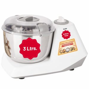 Glen Automatic Electric Atta Maker Machine, 3 Litre, 650W, Dough Kneader, Dough Mixer with Large Stainless Steel Bowl with Lid (3032 DM)