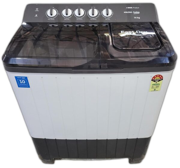 Voltas Beko, A Tata Product 14 Kg 5 Star Semi-Automatic Top Load Washing Machine (WTT140UPA/GRSSWH5PTDA, Grey, Special pulsator and Double waterfall Technology)
