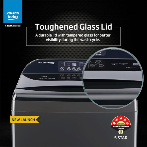 Voltas Beko, A Tata Product 11 Kg 5 Star Fully-Automatic Top Loading Washing Machine (WTL1106UEAH / OBS3060, Dark Grey, Inbuilt Heater) - Image 10