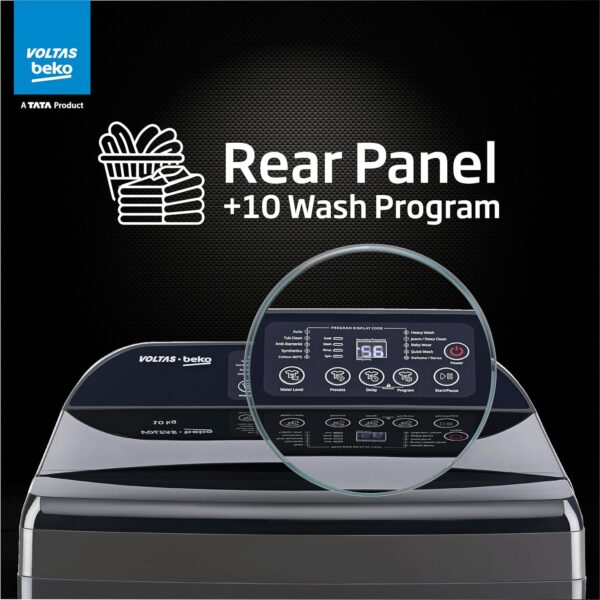 Voltas Beko, A Tata Product 11 Kg 5 Star Fully-Automatic Top Loading Washing Machine (WTL1106UEAH / OBS3060, Dark Grey, Inbuilt Heater) - Image 11