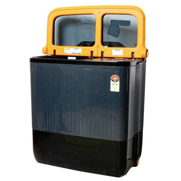 Havells-Lloyd Elante Pluss 12 Kg 5 Star Semi-Automatic Top Load Washing Machine (GLWS125EPHVG Dark Grey Tub with Orange Lids) - Image 2