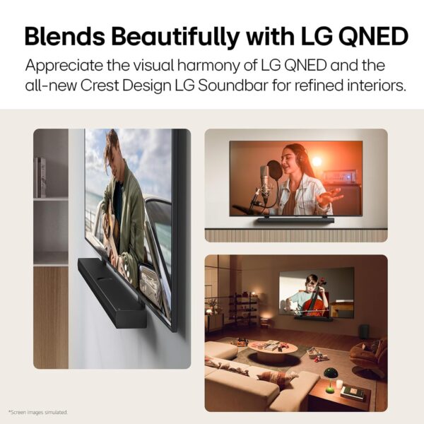 LG SQ75TR, 600W, 5.1.1Ch Home Theater Soundbar with Dolby Atmos, Center Up-Firing Speaker, AI Sound Pro, Wow Synergy, Wireless Subwoofer, Rear Speaker Inbuilt Receiver, QNED Matching Bracket Inside - Image 2