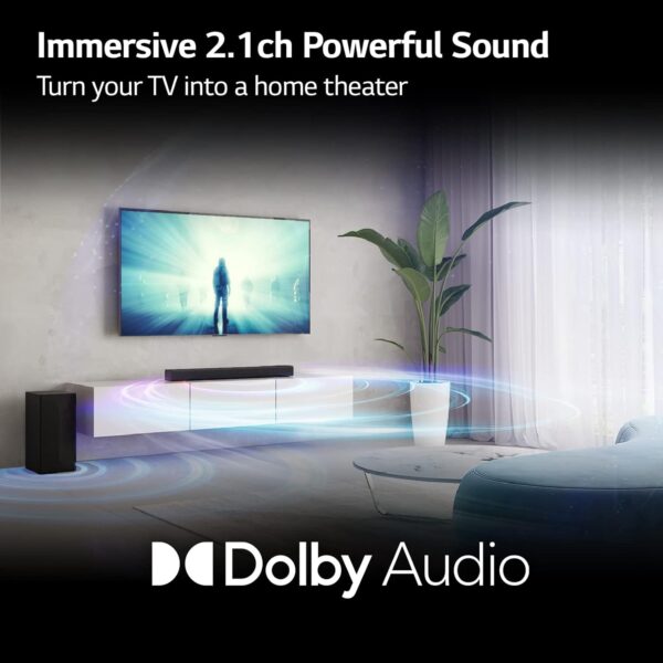 LG Soundbar S40Q, 300W Dolby Digital Soundbar for TV with Subwoofer, 2.1Ch Home Theatre System, Deep Bass, Bluetooth, HDMI - Image 2