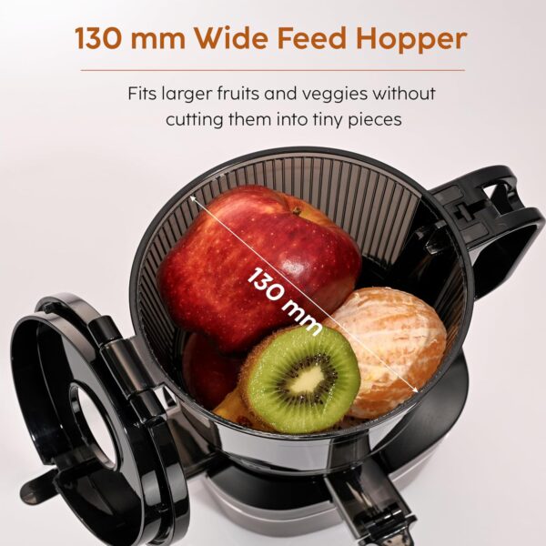 Glen Hopper Cold Press Juicer for Home, 250W, 130mm Large Feed, 1L Juice & 0.9L Pulp Cup, 3 Size Filter, Low Noise RMP, Fruit & Vegetable Slow Juicer Machine, Easy Clean - SA-4016HSJ - Image 2