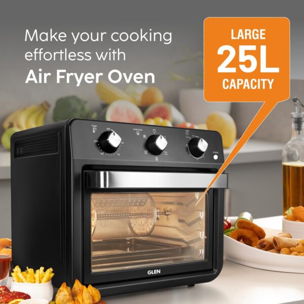 Glen Air Fryer Oven 25 Litre Time and Temperature Control, 1800W - Black (SA3050AFO) - Image 2