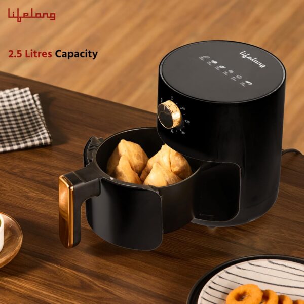 Lifelong 2.5L Air Fryer For Home-800W Small Airfryer Machine To Fry,Bake&Roast With Timer Control-Oil Free Fryer Machine-Electric Air-Fryer With 360° Hot Air Circulation Technology (Llhf26),Black - Image 2