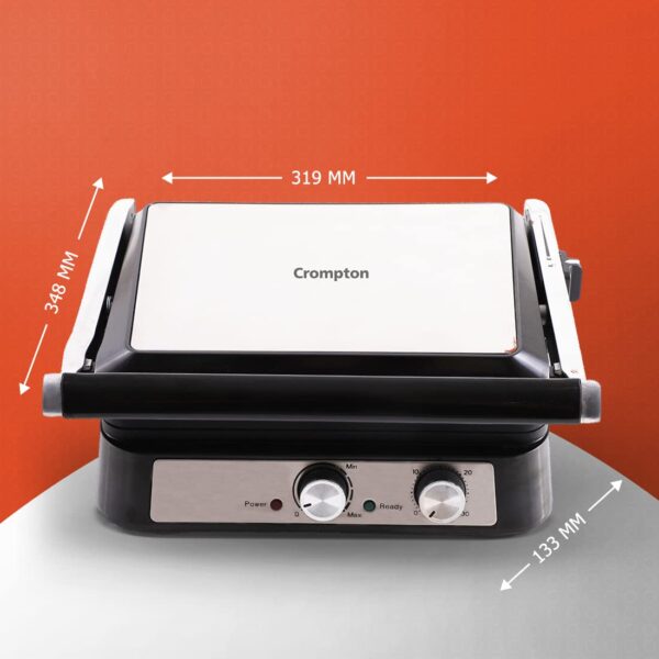 Crompton MaxCrisp 4 Slice Sandwich Maker 2000W with Timer and 180 Degrees Barbecue Grill - Image 2