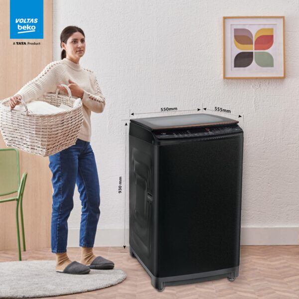 Voltas Beko 7.0 Kg, 5 Star, Inverter, Fully Automatic Top Load Washing Machine (WTL70VPBGF, Black), JET Wash/ Hand Wash, Drum Light,Fountain Wash - Image 2